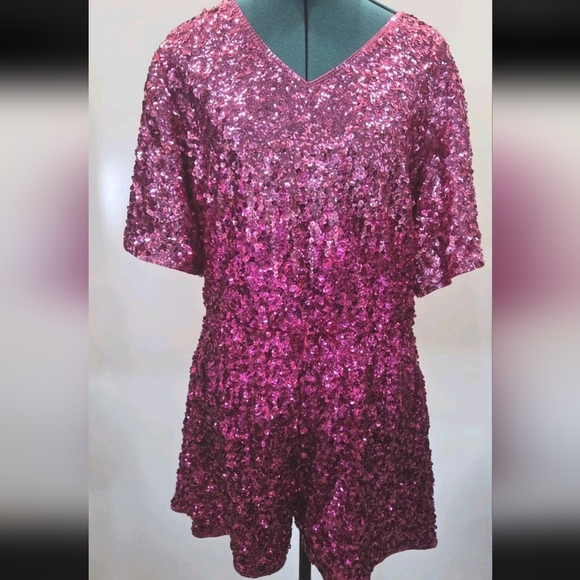 MANER Women’s Sequin Romper Sparkly Short Jumpsuit XL - Picture 3 of 11